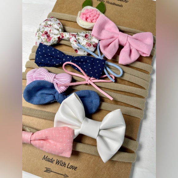 10 Pack Dodo Babies Infant Headbands Soft Nylon Bands Handmade Baby Bows READ - Picture 4 of 6